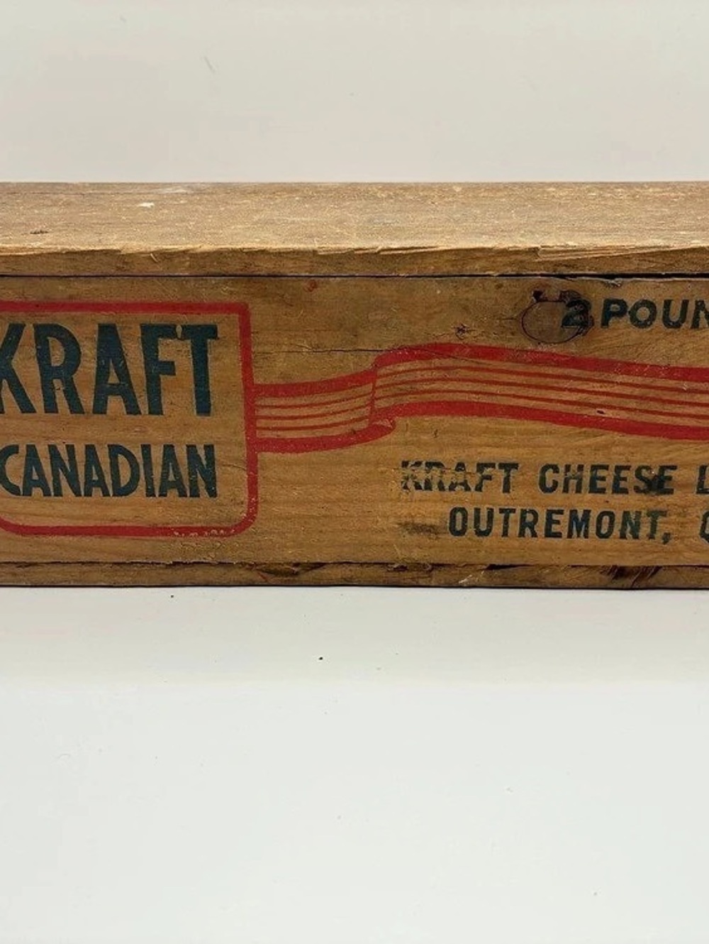 Kraft Canadian Cheese 2 Pounds Net Wooden Box Vintage Canadian Cheese Wooden Box